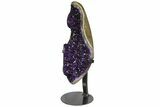 Amethyst Geode Section With Metal Stand - Uruguay #152194-1